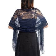 SWSMCLT Womens Wedding Pashmina Spring Pashmina Elegant Shawls And Wraps Shawl Knitted Fringe Lace Navy One Size