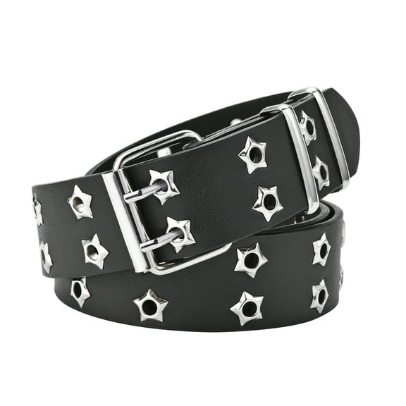 SWSMCLT Women's Wide Fashion Belts For Dress Faux PU Leather Belt Punk Metal Steampunk Winter Casual Black One Size