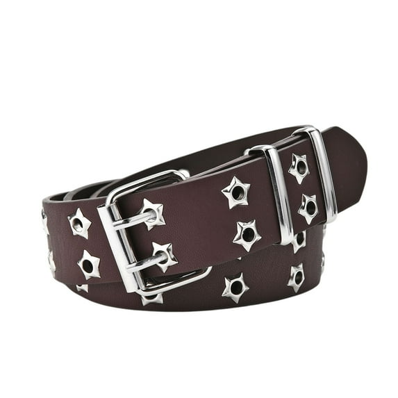 SWSMCLT Women's Wide Fashion Belts For Dress Faux PU Leather Belt Punk Metal Steampunk Winter Casual Coffee One Size