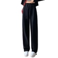thumbnail image 1 of SWSMCLT Women's Wide Leg Sweatpants Workout High Waisted Drawstring Pants Joggers Thermal Lounge Comfy Black X-Small, 1 of 1