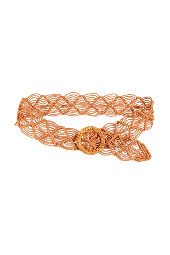 Women's Wide Woven Braided Raffia Belt Summer Umber X-Small-Large