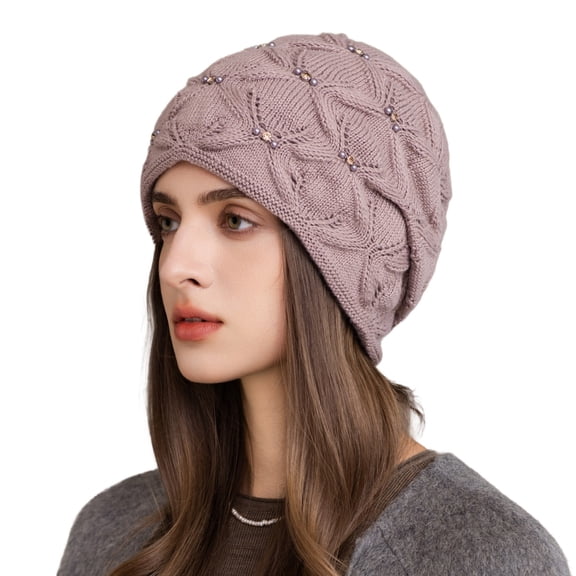 SWSMCLT Women's Winter Beanie Knit Winter Hat Warm Soft Fall Spring Acrylic Cute Date Night Crochet Cozy Cap Dark Purple One Size