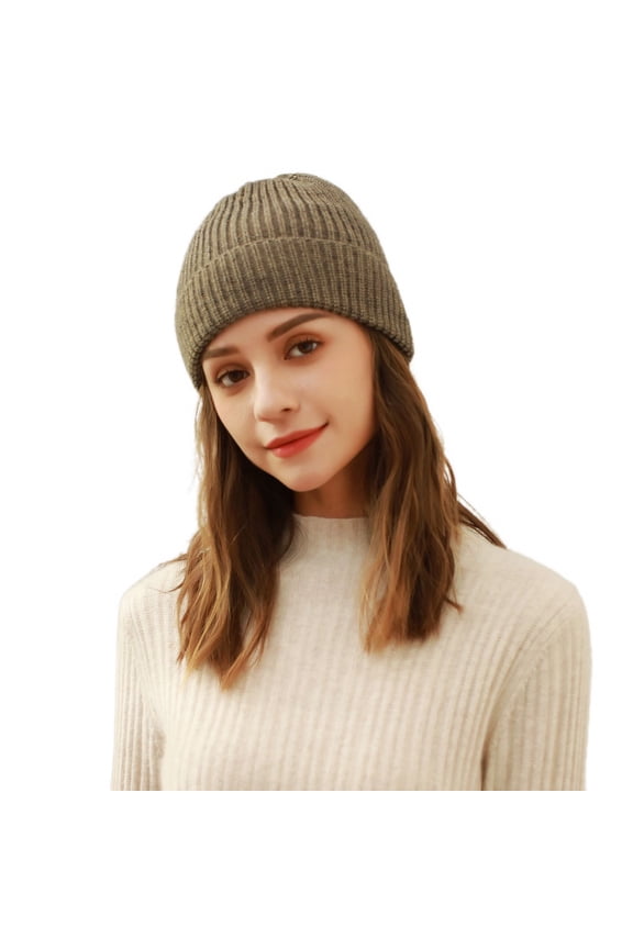 Women's Winter Beanie Knitted Knit Hat Snow Cap Fitted Date Soft Brown One Size