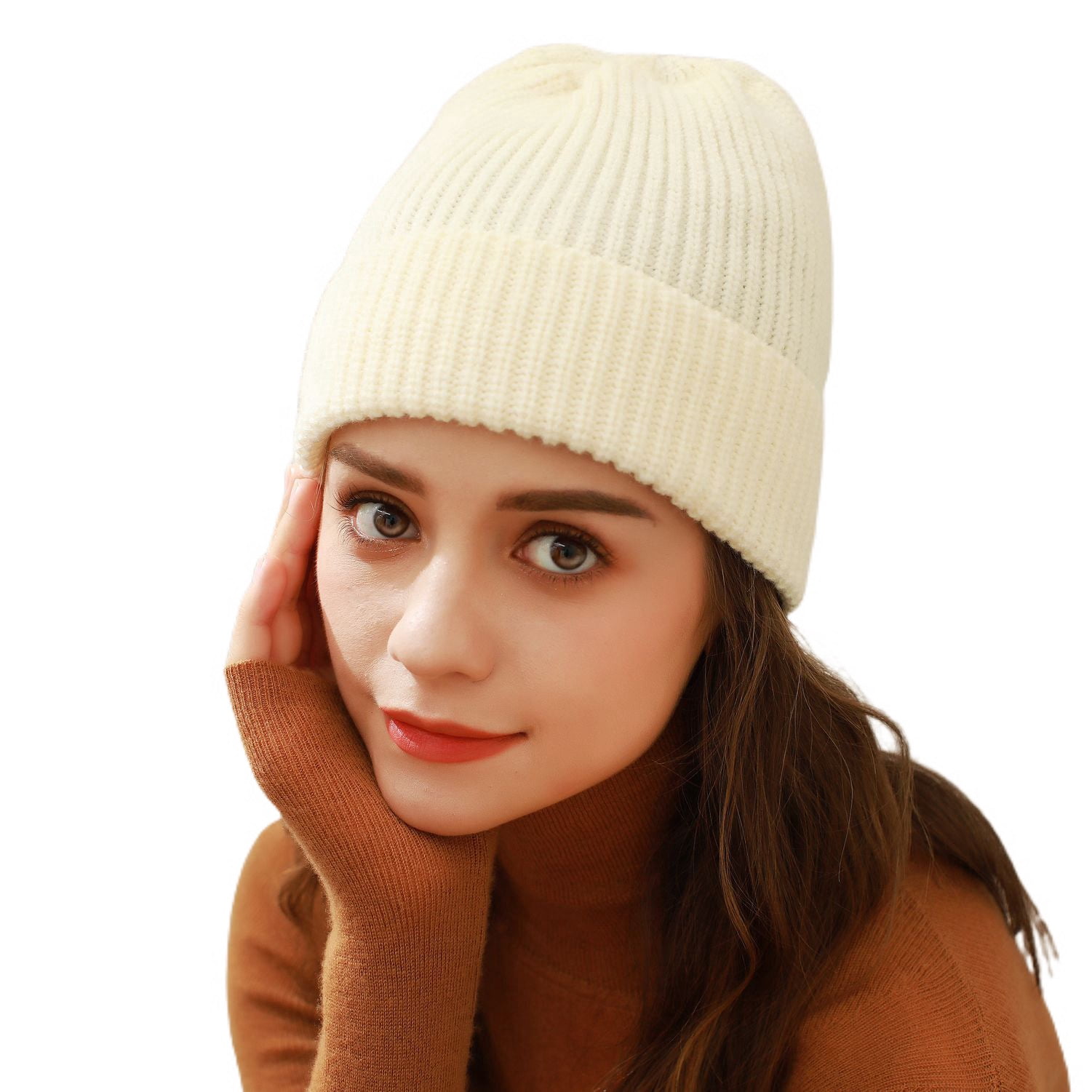 Saks Fifth Avenue 100% Cashmere Beanie Hat Beige Knit Winter Cap One‎ Size Cashmere beanie hat, beige shaded | Weekend Max Mara main image 4