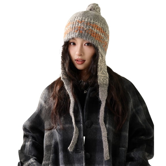 SWSMCLT Women's Winter Hat Knit Skull Cap Snow Travel Cute Date Night Casual Pull On Stretch Hats That Cover Ears Grey One Size