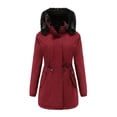 thumbnail image 1 of SWSMCLT Women's Winter Parka Coat Fall Parka Hood Pocket Coats Snow Casual Long Sleeve Zipper Snap On Detachable Burgundy 16, 1 of 5