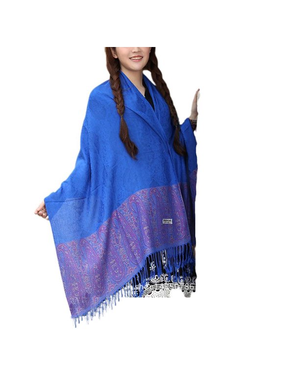 Women's Winter Scarf Fall Cape Cardigan Cotton Shawl Summer Soft Vintage Gypsy Fringe Casual Elegant Royal Blue One Size