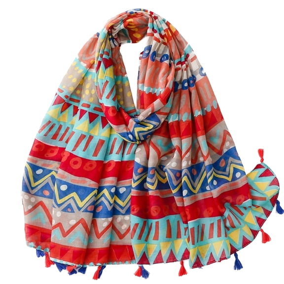 SWSMCLT Women's Winter Scarves Thin Scarf Oversized Pashmina Shawl Travel Boho Lightweight Vintage Cozy Summer Multicolored One Size