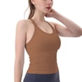thumbnail image 1 of SWSMCLT Women's Workout Top Running Tight Short Scoop Neck Tank Top Vest Soft Fitted Spandex Backless Summer Brown Large, 1 of 3
