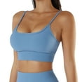 thumbnail image 1 of SWSMCLT Women's Yoga Crop Top Summer Quick Dry Ribbed Fitted Gym Workout Camisole Shirt with Built-in Bra Push Up Support Padded Cami Sexy Blue 10, 1 of 4