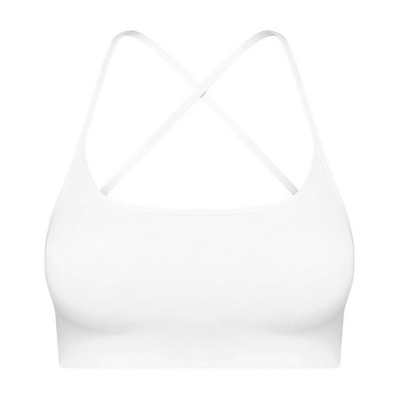 SWSMCLT Women's Yoga Crop Top Workout Top Trendy Sports Bra Push Up Fitted Backless Running Spandex Supportive White 4