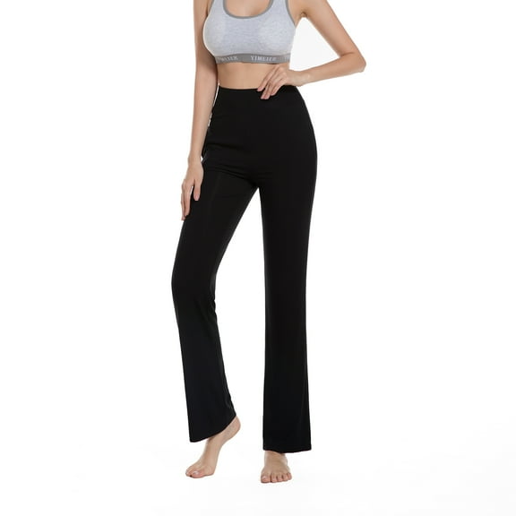 SWSMCLT Women's Yoga Pants Gym Yoga Pants Long Ankle Elastic Waist Soft Trousers High Waisted Summer Spandex Black 4-6