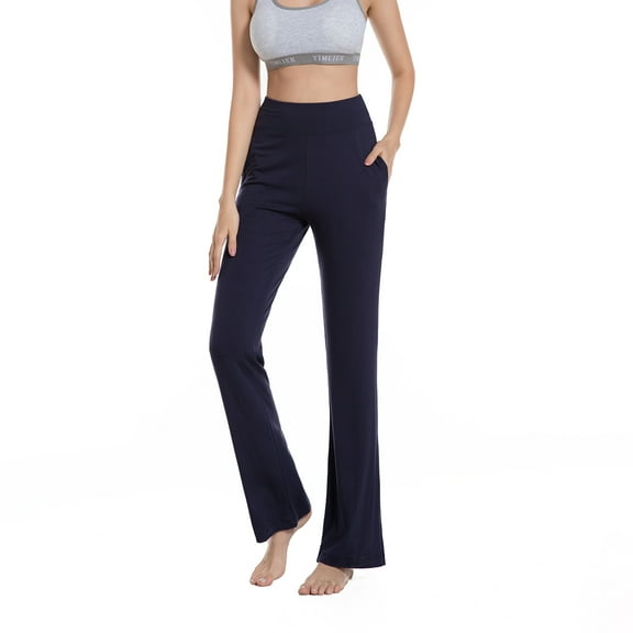 SWSMCLT Women's Yoga Pants Gym Yoga Pants Long Ankle Elastic Waist Soft Trousers High Waisted Summer Spandex Navy 16