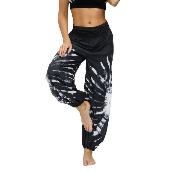 SWSMCLT Women's Yoga Pants Joggers Palazzo Ankle Vintage Thin Boho Workout Trousers Loose Wide Leg Style3 6-8