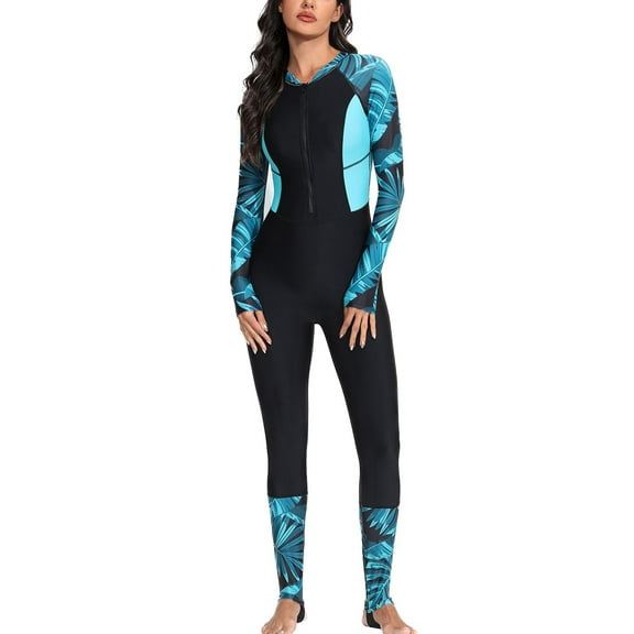 SWSMCLT Women's Zip Up Swimsuit Rash Guard Wet Suit One Piece High Neck Surfing Diving Spearfishing Cold Water Swimming Wetsuit Long Sleeve Warm Swimwear Black 14
