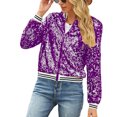 thumbnail image 1 of SWSMCLT Women's Zip Up Jacket Sequin Disco Carnival Outfit Halloween Bomber Jackets Long Sleeve Short Dance Vintage Zipper Purple X-Large, 1 of 1