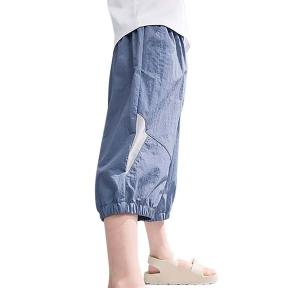 SWSTBBY Boys Pants Clearance,Kids Summer Pants,Spring And Summer Children's Ice Silk Handsome Casual Splicing Sports Shorts For Boys