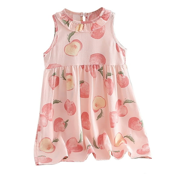 SWSTBBY Girls Dresses,Summer Dresses for Kids,Summer Toddler Baby Girls Sleeveless Dress Graphic Print Flying Sleeve Dress