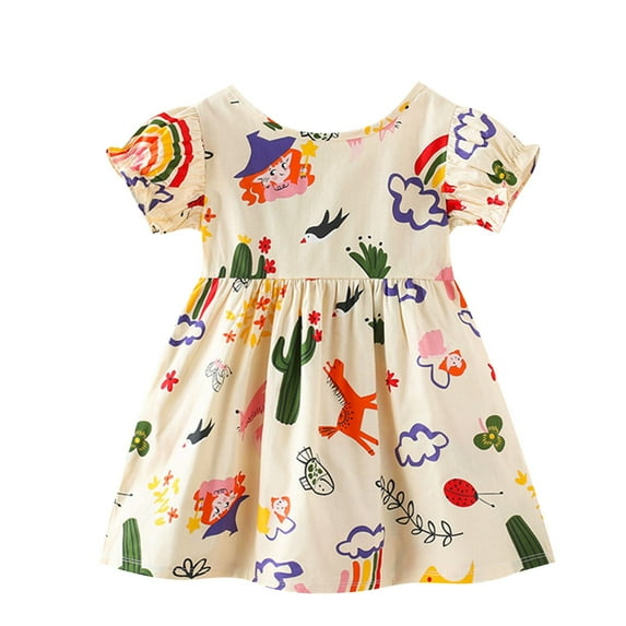 SROBPTY Girls Dresses,Summer Dresses for Kids,Girl's Sleeveless Printed Dress Fashionable And Cute Princess Dress Breathable Gentle And Comfortable Dress