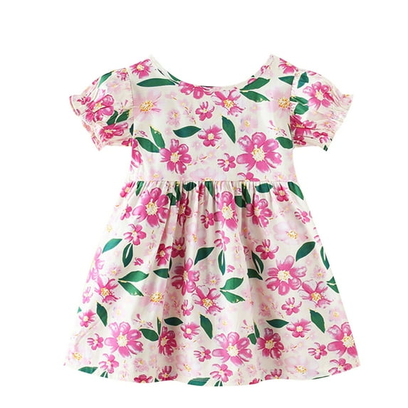 SWSTBBY Girls Dresses Clearance,Summer Dresses For Kids,Girl's Sleeveless Printed Dress Fashionable And Cute Princess Dress Breathable Gentle And Comfortable Dress
