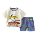 thumbnail image 1 of SROBPTY Girls Summer Outfit Sets Clothing,Kids Sets Clothing,Children's Summer Cotton Printed Short Sleeved Round Neck T-shirt+shorts Two-piece Set, 1 of 3