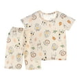 thumbnail image 1 of SWSTBBY Girls' Summer Outfit Sets Clothing,Kids sets clothing Clearance,Fashion Girls Casual Short Sleeve Round Neck Collar Botton Printed Short Pants, 1 of 3