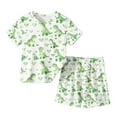 thumbnail image 1 of SROBPTY Girls Summer Outfit Sets Clothing,Kids Sets Clothing,Fashion Girls Casual Short Sleeve Round Neck Collar Botton Printed Short Pants Sets, 1 of 3