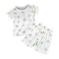 thumbnail image 1 of SROBPTY Girls' Summer Outfit Sets Clothing,Kids Sets Clothing,Fashion Girls Casual Short Sleeve Round Neck Collar Botton Printed Short Pants, 1 of 3