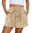 thumbnail image 1 of SROBPTY Summer Savings! for Womens Summer Shorts, Casual Shorts for Women, Women Casual Solid Short Ruffle Drawstring Elastic Waist Wide Leg Pants Beige XL, 1 of 4