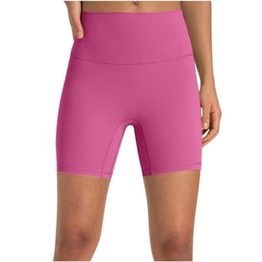 SROBPTY Womens Summer Shorts, Yoga Shorts for Women, Women's Fashion Casual Daily Solid Shorts Pants Hot Pink L