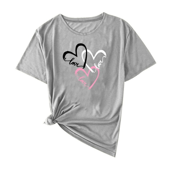 SROBPTY Summer Tops for Women,Womens Shirts,Fashion Women Casual Print Shirt Round-Neck Tee Short Sleeve Blouses