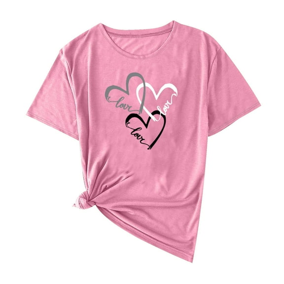 SROBPTY Summer Tops for Women,Womens Shirts,Fashion Women Casual Print Shirt Round-Neck Tee Short Sleeve Blouses