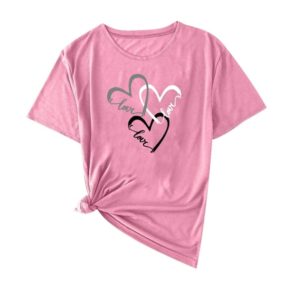 SROBPTY Summer Tops for Women,Womens Shirts,Fashion Women Casual Print Shirt Round-Neck Tee Short Sleeve Blouses