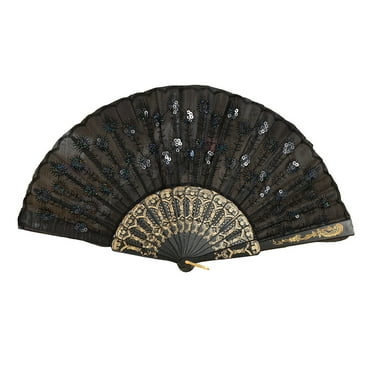 SWSUSN Foldable Fan Handheld Fabric Bamboo Fan Chinese Vintage Style Hand Held Folding Fans for Party Wedding Dancing Decoration