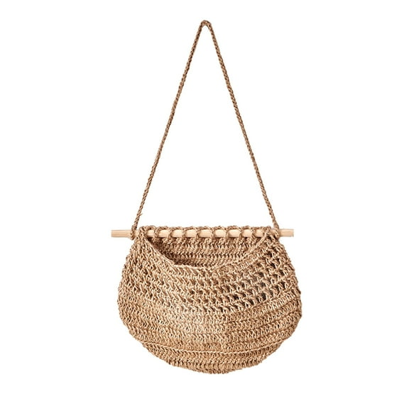SWSUSN Hanging Fruit Basket 3 Tier Over The Door Organizer Handmade Woven Jute Wall Hanging Baskets For Organizing BOHO Wall Basket Decor Storage Baskets For Kitchen Living Face Storage Bags