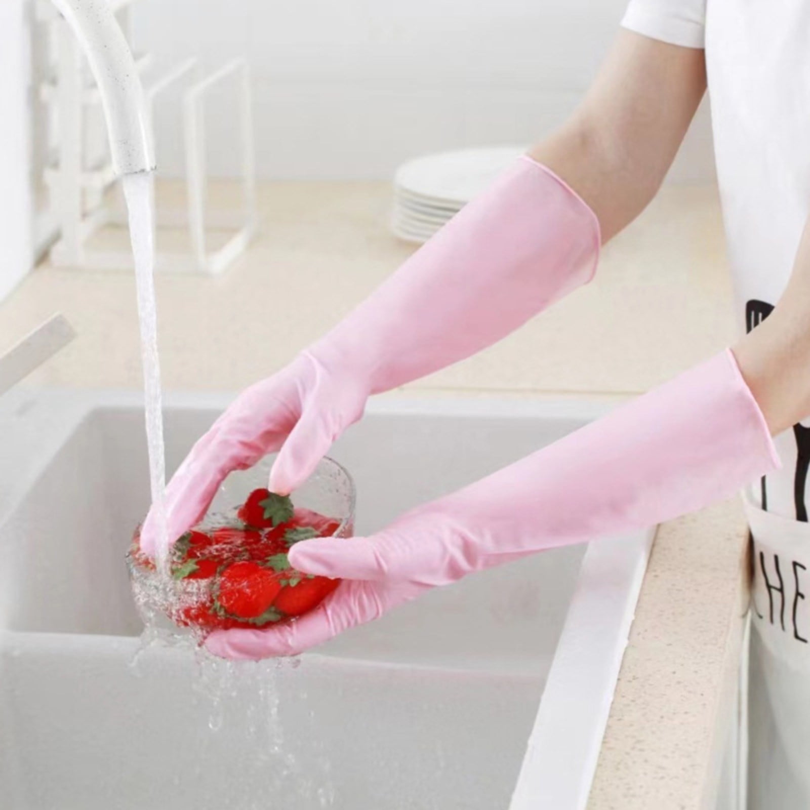 SWSUSN Reusable Cleaning Gloves Latex Free, Dishwashing Gloves with