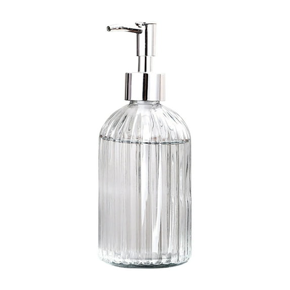 SWSUSN Soap Dispenser 18 oz, Clear Glass Hand Dish for Mother's Gift Soap Dispensers Bathroom with Stainless Steel Pump, Refillable Kitchen Liquid Decorative Bottles for Hand Sanitizer, Lotion