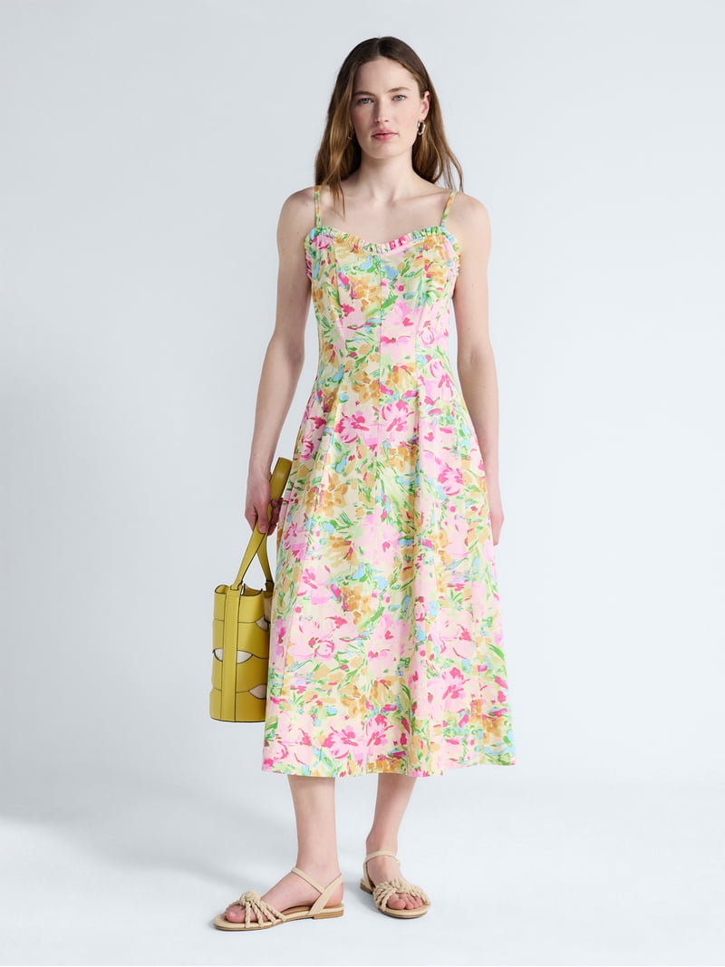 knee length dresses for ladies MABLE Sweetheart Neckline Floral Printed Midi Dress main image 1