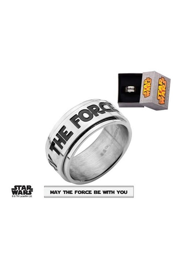 SWTFSPFR-15 May The Force Be Stainless Steel with You Spinner Ring - 15 in.