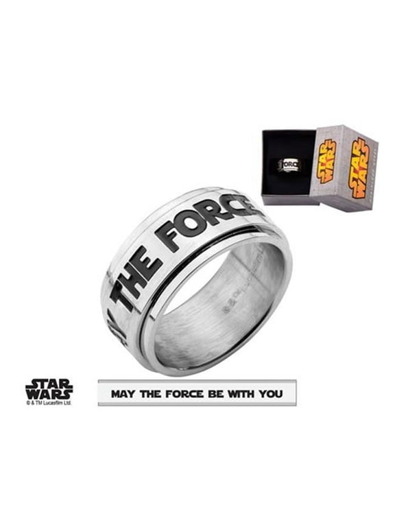 SWTFSPFR-15 May The Force Be Stainless Steel with You Spinner Ring - 15 in.