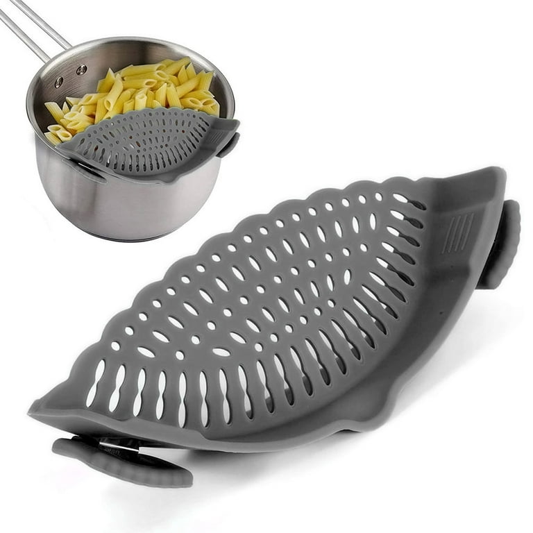 Kitchen Gizmo Snap N Strain Pot Strainer and Pasta Strainer - Adjustable  Silicone Clip On Strainer for Pots, Pans, and Bowls - Gray 