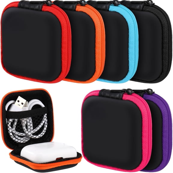 SWTSWT 30 Sets Portable Earbud Case Pouch for USB-c Wired Ear Buds Square EVA Earphone Holder Pocket Earphone Cell Phone Accessories Memory Card Organizer Travel Case for Earphones and Earplugs