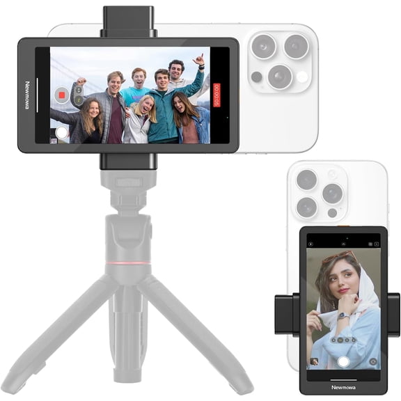 SWTSWT 5" Phone Vlog Selfie Monitor Screen,Magnetic Phone Holder,Using Phone Rear Camera for Teleprompter Live Stream Selfie Vlog TikTok,Only Compatible with iPhone (Support 4K 30fps Wired Recording)