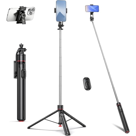 SWTSWT 67" Automatic Camera Tripod & Phone Selfie Stick, Lightweight Portable Travel Tripod Stand with Wireless Remote, Auto Pop Open Tripod,Compatible with Phone/iPhone/Camera for Photo & Vlog