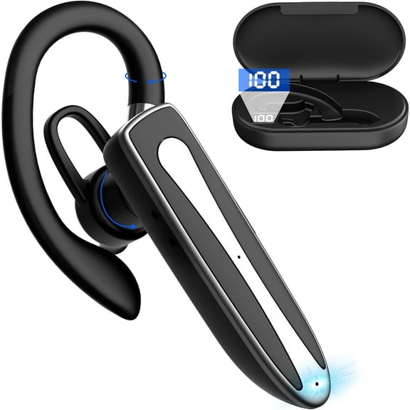 SWTSWT Bluetooth Headset for Cell Phone, Wireless Bluetooth 5.1 Earpiece Single-Ear Headset Hands-Free Earphones,in Mic with Charging Case, for Office Driving Calling Compatible Android/iPhone.