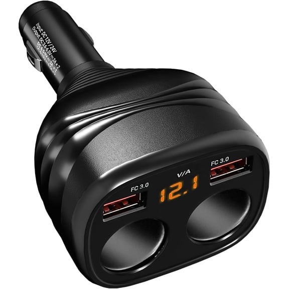 SWTSWT Cigarette Lighter USB Charger, 2 in 1 Charging Cable Car Charger for Mirror Dash Cam, Dual USB Ports Fit Compatible with Phones or Other Devices