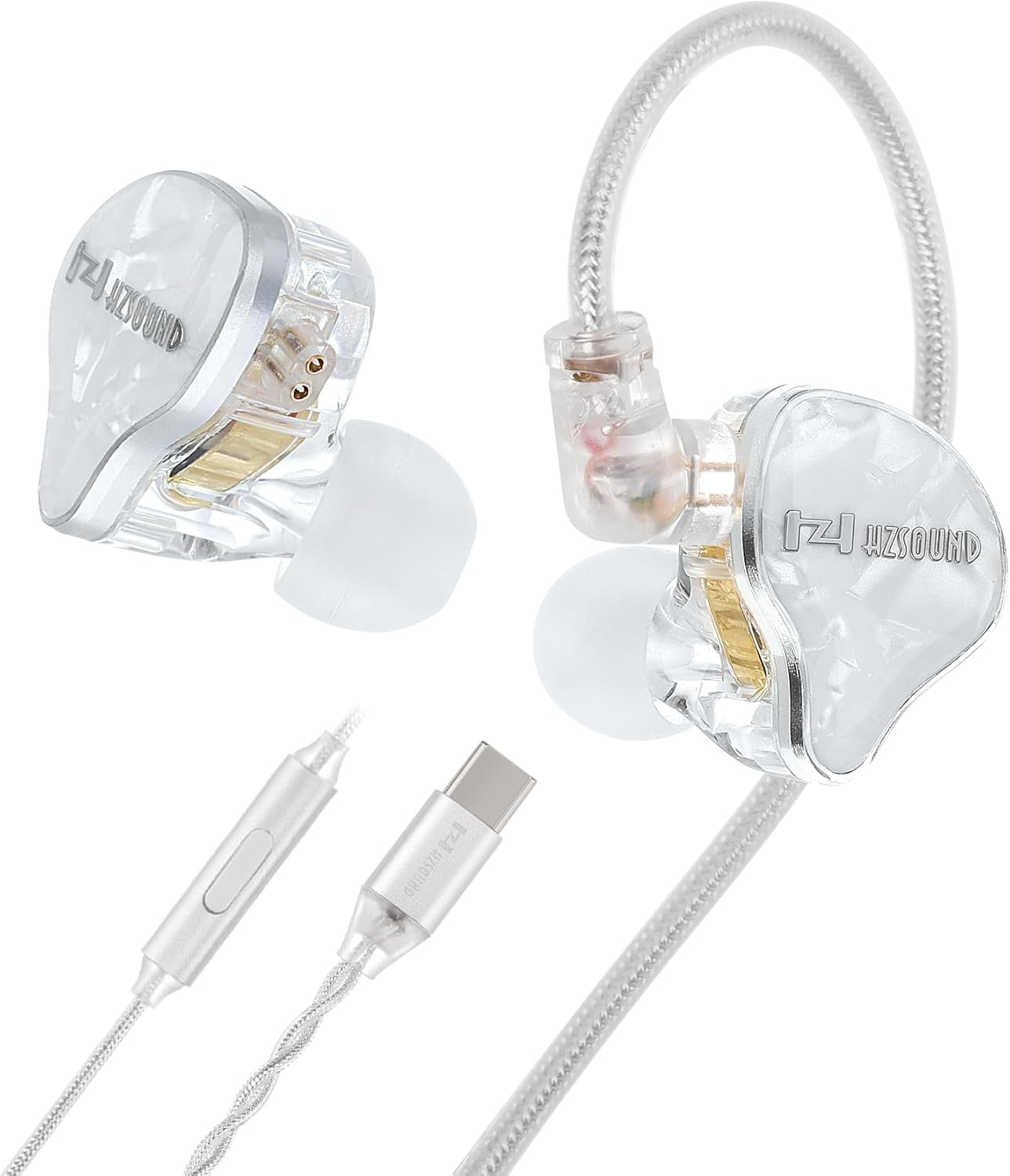 SWTSWT Hzsound White Snow Wired Headphones USB C, 10MM LCP+PU Diaphragm ...