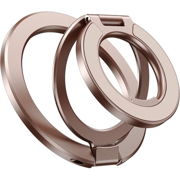 SWTSWT Magnetic Phone Ring Holder for MagSafe, Dual-Side, 360 Rotation Gym Phone Stand Grip Ring Compatible with Magnetic Car Mount for iPhone 17/16/15/14/13 Pro Max Plus Air, Brown