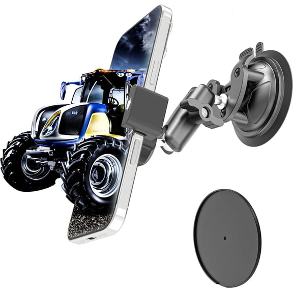 SWTSWT Tractor Windshield Phone Mount [Vacuum Sealed Suction Cup], Windshield Phone Holder for Forklift/Farming Machine/Boat, Compatible with iPhone 16 15 14 13 12 Pro Plus Max Mini and All Phones
