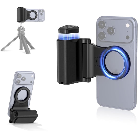 SWTSWT Upgraded Magnetic Phone Camera Grip with Remote, Cell Phone Camera Grip Handle Compatible with MagSafe iPhone Android Phones, with 1/4" Tripod Screw for Vlogging Video Recording Selfie